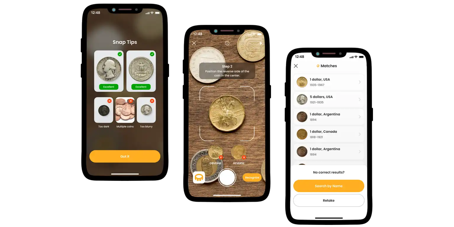 Coin ID Scanner interface.